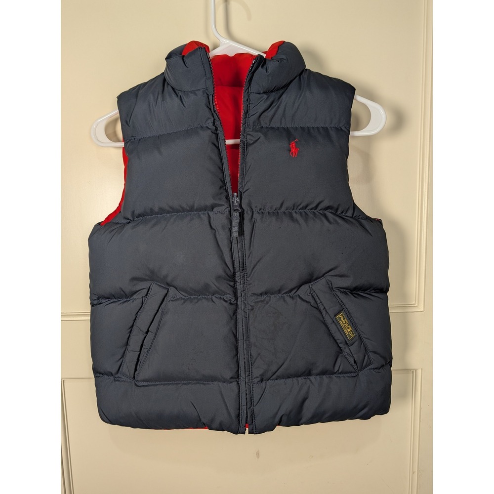 Polo Ralph Lauren Kids Reversible Down Puffer Vest Navy Red 7 Bleecker Crest